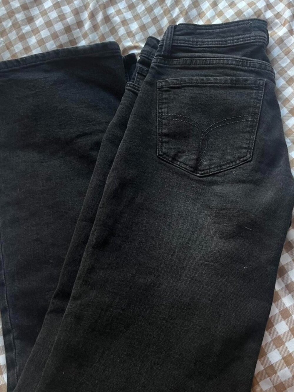 Low rise black flare jeans